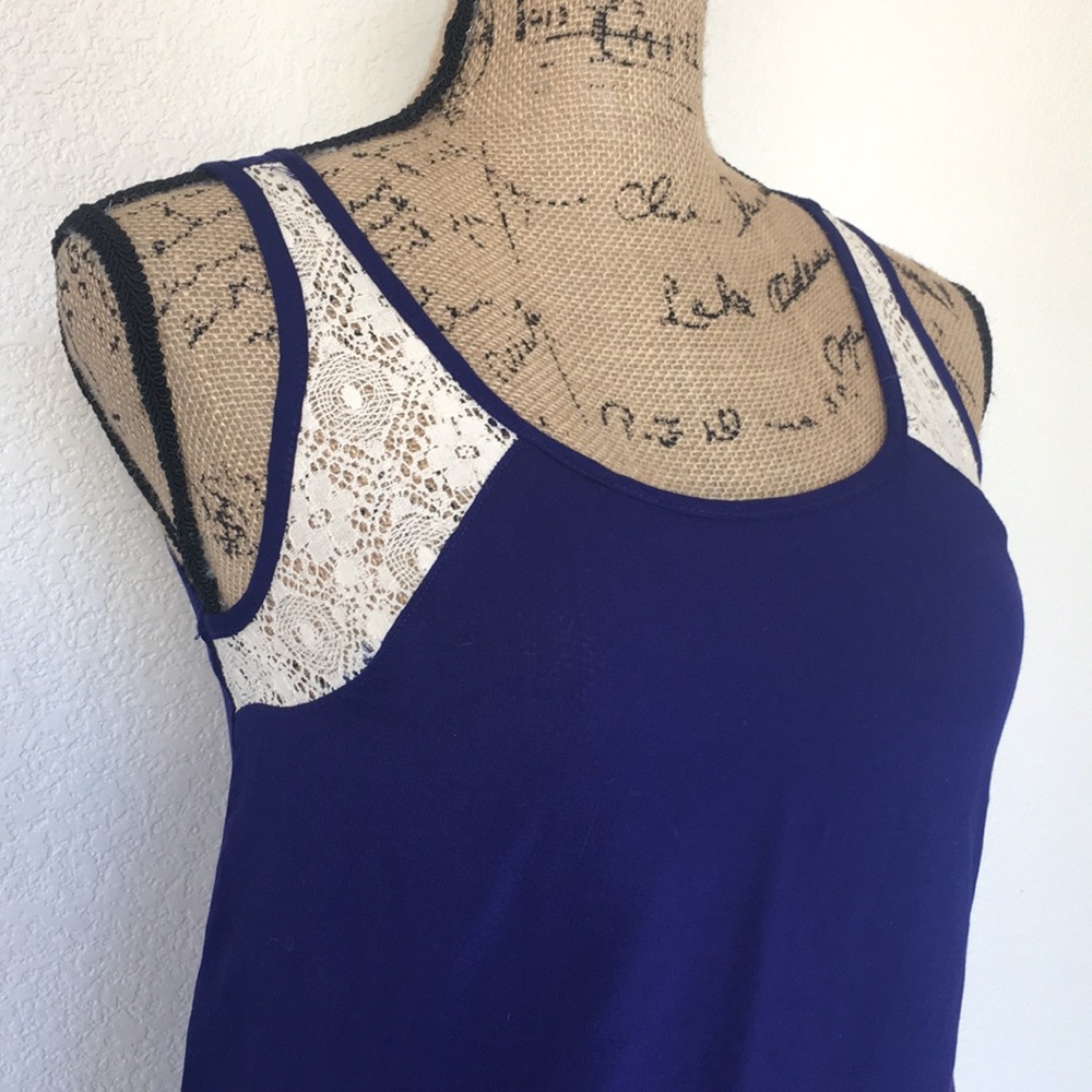 Mossimo Cute Blue and lace tank top size S